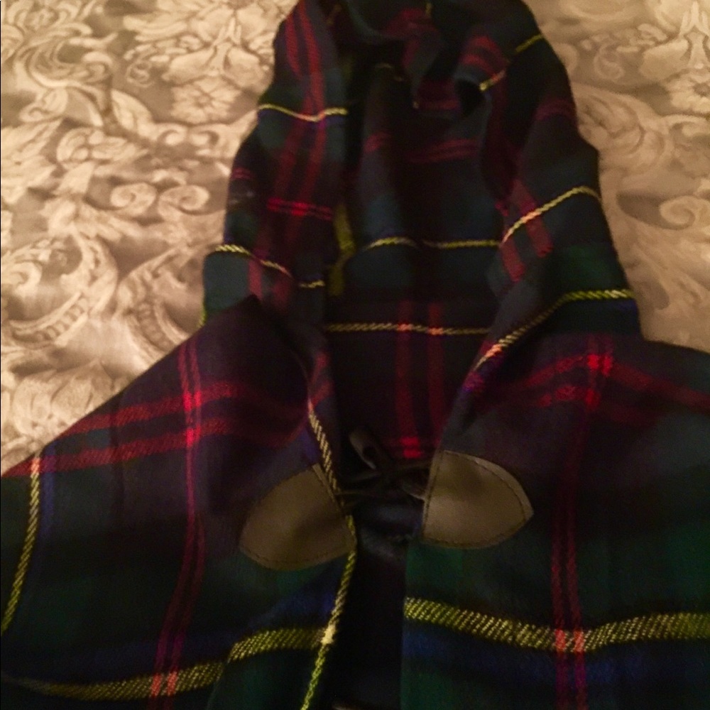 $10 OFF-Tartan Plaid Poncho with Hood